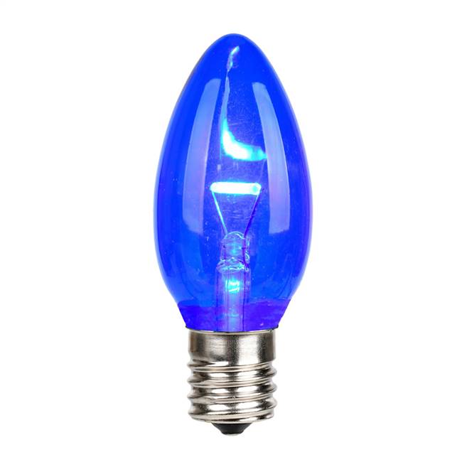 C9 LED Blue Glass Transp Bulb 25/Box