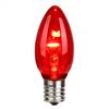 C9 LED Red Glass Transp Bulb 25/Box