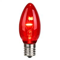 C9 LED Red Glass Transp Bulb 25/Box