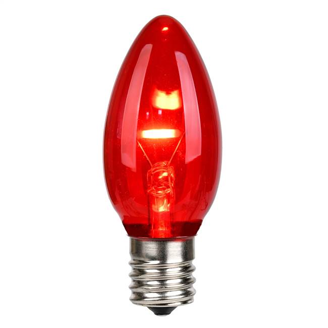 C9 LED Red Glass Transp Bulb 25/Box