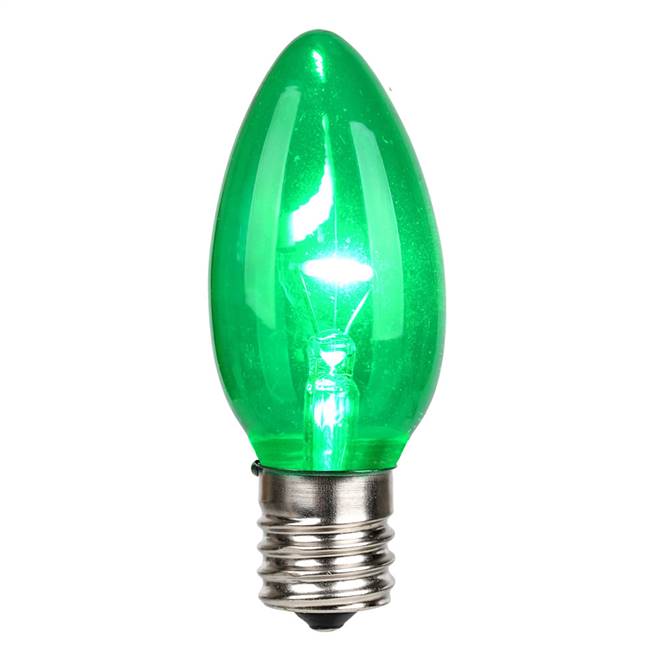 C9 LED Green Glass Transp Bulb 25/Box