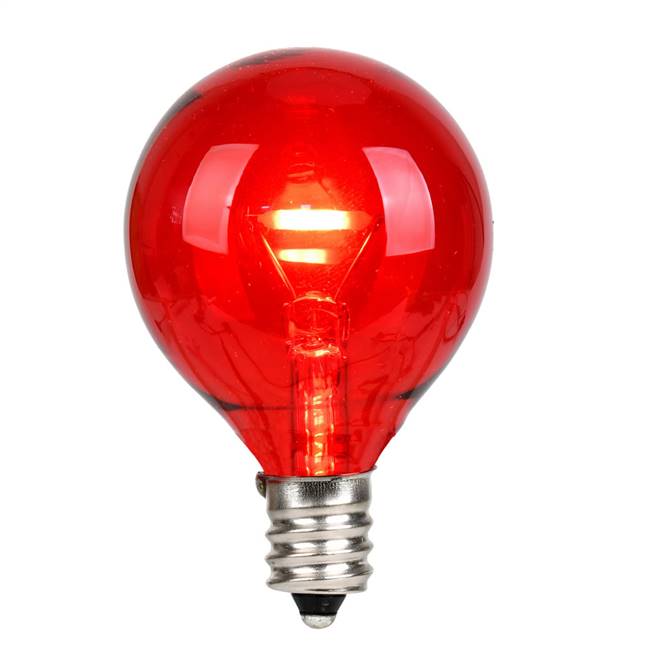 G40 LED Red Glass Transp E12 Bulb 25Bx