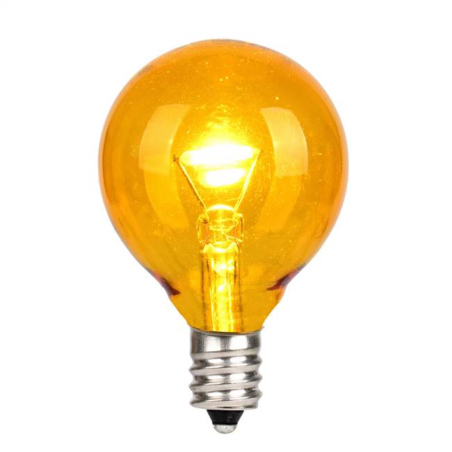 G40 LED Yellow Glass Trans E12 Bulb 25Bx