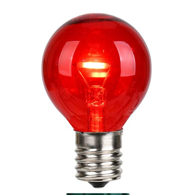 G40 LED Red Glass Transp E17 Bulb 25Bx