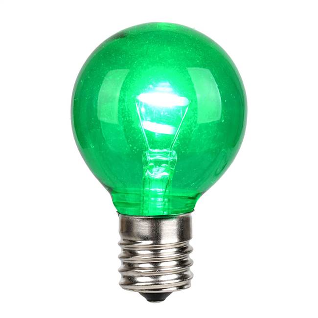 G40 LED Green Glass Transp E17 Bulb 25Bx