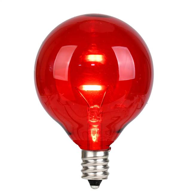 G50 LED Red Glass Transp E12 Bulb 25Bx