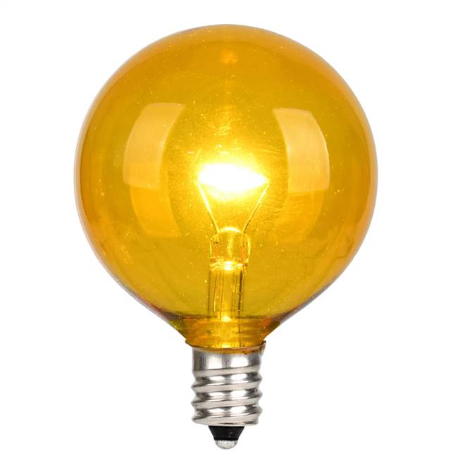 G50 LED Yellow Glass Trans E12 Bulb 25Bx