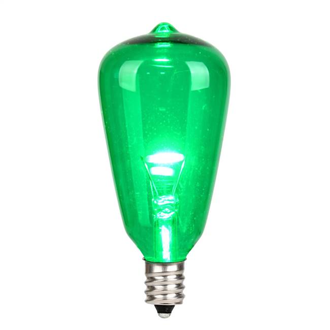 ST38 LED Green Glass Trans E12 Bulb 25Bx