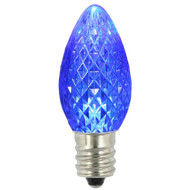 C7 Faceted LED Blue Twinkle Bulb