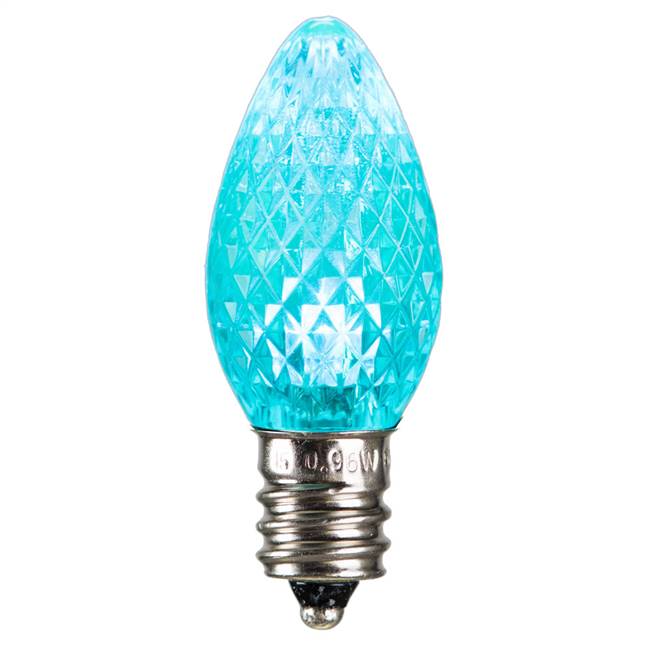 C7 Faceted LED Teal Twinkle Bulb