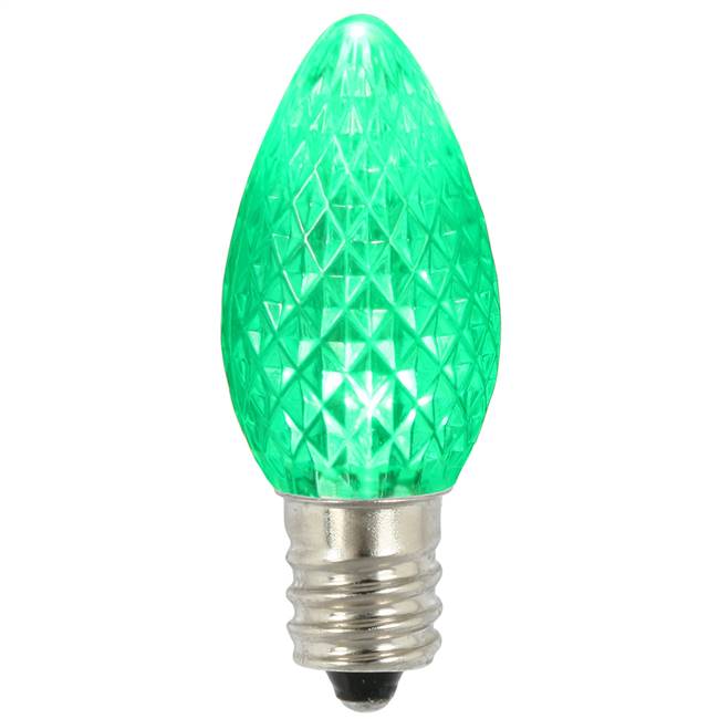 C7 Faceted LED Green Bulb .96W
