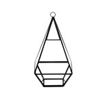 Geometric Glass Terrarium, Nonahedron Raised Tall Pyramid Shape, Black Frame - Width: 5", Height: 9.5"