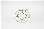 Geometric Glass Terrarium, Dodecahedron, Gold Frame - Width: 5.5", Height: 6"