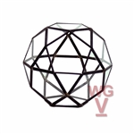 Geometric Glass Terrarium, Icosidodecahedron Complicated Multi-Facet, Black  Frame - Width: 7.5", Height: 7"