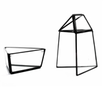 Geometric Glass Terrarium, Medium Triangular Oblisk, Black Frame - Width Approx: 4", Height: 8"