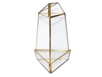 Geometric Glass Terrarium, Medium Triangular Oblisk, Gold Frame - Width Approx: 4", Height: 8"