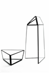 Geometric Glass Terrarium, Tall Triangular Oblisk, Black Frame - Width Approx: 4", Height: 11"