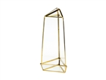 Geometric Glass Terrarium, Tall Triangular Oblisk, Gold Frame - Width Approx: 4", Height: 11"