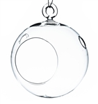 Clear Round Hanging Votive Candle Holder / Vase with Round base. Width: 4". Height: 5"