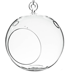 Clear Round Hanging Votive Candle Holder / Vase. Width: 6". Height: 6.5"