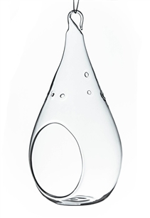 Clear Pear Hanging Votive Candle Holder / Vase. Width: 3.5". Height: 7"