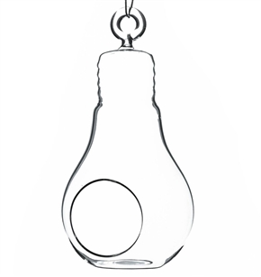 Clear Bulb Hanging Glass Terrarium/Candle Holder. Width: 3". Height: 6"