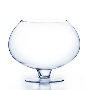 Clear Stem Bowl Vase. Open: 8". Height: 12"
