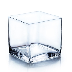 Clear Cube Vase. Open: 3"x3". Height: 3"