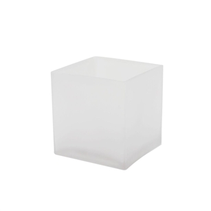 Frosted Cube Vase. Open: 4"x4". Height: 4"