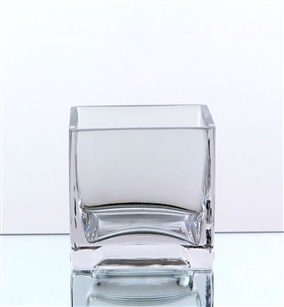 Clear Cube Vase. Open: 5"x5". Height: 5"
