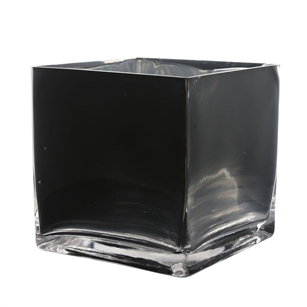 Black Cube Vase. Open: 5"x5". Height: 5".