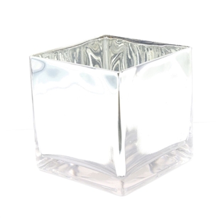 Silver Cube Vase. Open: 5"x5". Height: 5"