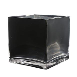 Black Cube Vase. Open: 6"x6". Height: 6".