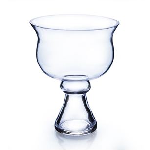 Clear Center Piece Bowl on Stand. Open: 6". Height: 8". Base: 3". 