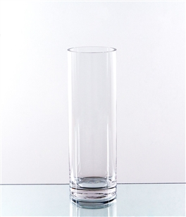 Clear Cylinder Glass Vase. Open: 4". Height: 12"