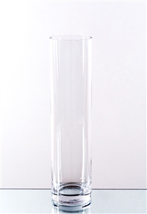 Clear Cylinder Glass Vase. Open: 4". Height: 16"