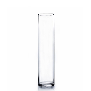 Clear Cylinder Glass Vase. Open: 4". Height: 18".