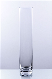 Clear Cylinder Glass Vase, Open: 4", High: 20"