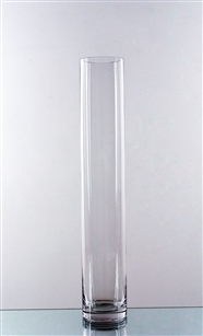 Clear Cylinder Glass Vase. Open: 4". Height: 24".