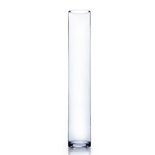 Clear Cylinder Glass Vase. Open: 4". Height: 6".