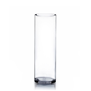 Clear Cylinder Glass Vase. Open: 5". Height: 16"