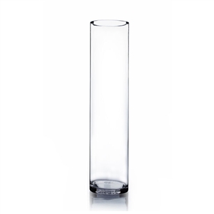 Clear Cylinder Glass V ase. Open: 5". Height: 24"