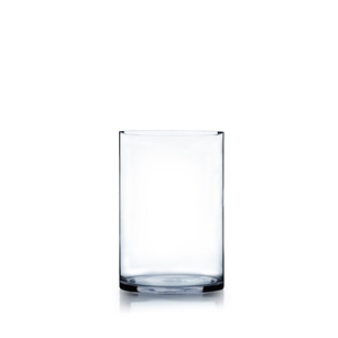 Clear Cylinder Glass Vase. Open: 5.90". Height: 7.70"