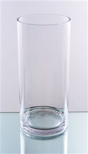 Clear Cylinder Vase. Open: 5.75". Height: 16"