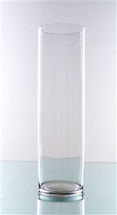 Clear Cylinder Vase. Open: 5.75". Height: 20"