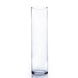 Clear Cylinder Vase. Open: 5.7. Height: 26".