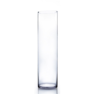 Clear Cylinder Vase. WidthxLength: 7". Height: 26"