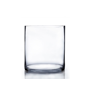 Clear Cylinder Vase. Open: 8". Height: 10"