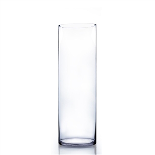 Clear Cylinder Vase. Open: 8". Height: 24"