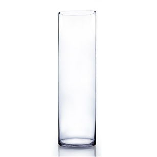 Clear Cylinder Vase. Open: 8". Height: 28"